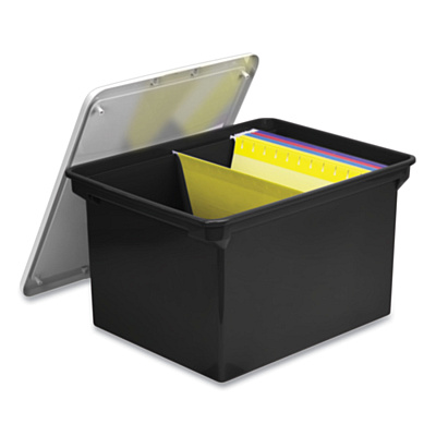 Storex Tote with Comfort Edges, Legal/Letter, 13.9" x 18.3" x 10.6", Black, 4/Carton (STX61528U04C)