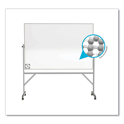 Ghent Reversible Magnetic Hygienic Porcelain Whiteboard, Satin Aluminum Frame and Stand, 48 x 36, White Surface (GHEARM4M434)