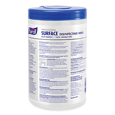 PURELL Professional Surface Disinfecting Wipes, 1-Ply, 7 x 8, Fresh Citrus, White, 110/Canister, 6 Canisters/Carton (GOJ934206CT)