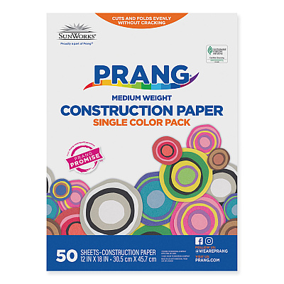 Prang SunWorks Construction Paper, 50 lb Text Weight, 12 x 18, Red, 50/Pack (PACP6107)