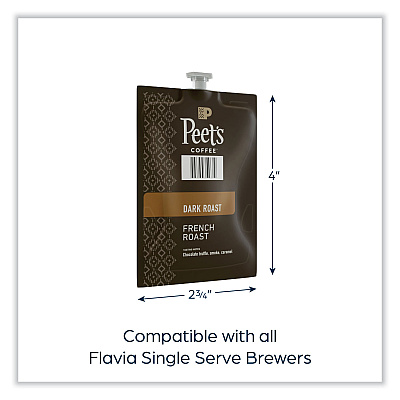 Peet's Coffee FLAVIA Ground Coffee Freshpacks, French Roast, 0.35 oz Freshpack, 76/Carton (PEELPC00263)