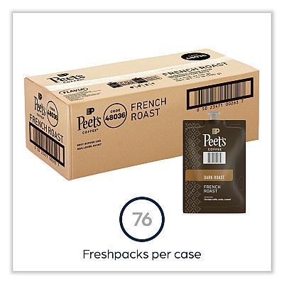 Peet's Coffee FLAVIA Ground Coffee Freshpacks, French Roast, 0.35 oz Freshpack, 76/Carton (PEELPC00263)