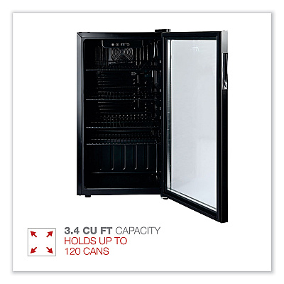 Alera 3.4 Cu. Ft. Beverage Cooler, Stainless Steel/Black (ALERFBC34)