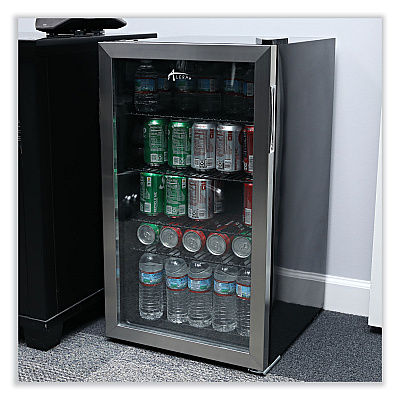 Alera 3.4 Cu. Ft. Beverage Cooler, Stainless Steel/Black (ALERFBC34)