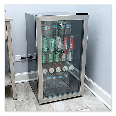 Alera 3.4 Cu. Ft. Beverage Cooler, Stainless Steel/Black (ALERFBC34)