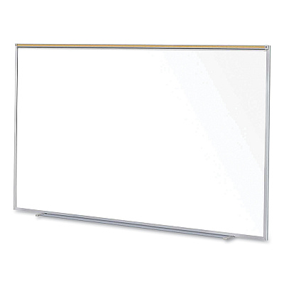 Ghent Magnetic Porcelain Whiteboard with Satin Aluminum Frame and Map Rail, 96.53 x 60.47, White Surface (GHEM1P581M)