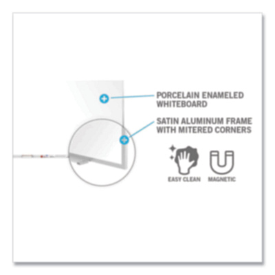 Ghent Magnetic Porcelain Whiteboard with Aluminum Frame, 120.59 x 60.47, White Surface, Satin Aluminum Frame (GHEM1P5104)
