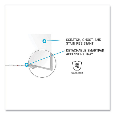 Ghent Magnetic Porcelain Whiteboard with Satin Aluminum Frame and Map Rail, 144.59 x 60.47, White Surface (GHEM1P5121M)