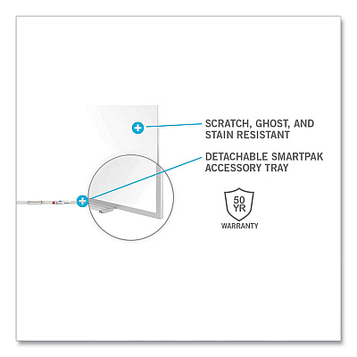 Ghent Magnetic Porcelain Whiteboard with Aluminum Frame, 144.59 x 60.47, White Surface, Satin Aluminum Frame (GHEM1P5124)