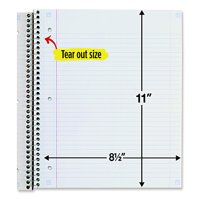 Five Star Wirebound Notebook with Two Pockets, 1-Subject, Medium/College Rule, Assorted Cover Color, (100) 11 x 8.5 Sheets, 3/Pack (MEA820189)