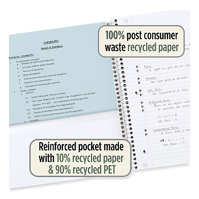 Five Star Recycled Notebook, 1 Subject, Medium/College Rule, Randomly Assorted Cover, 11 x 8.5 Sheets (MEA820053)