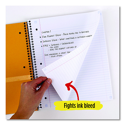 Five Star Wirebound Notebook with Two Pockets, 1-Subject, Medium/College Rule, Assorted Cover Color, (100) 11 x 8.5 Sheets, 3/Pack (MEA820189)
