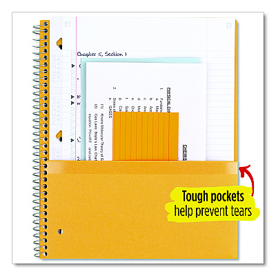 Five Star Wirebound Notebook with Two Pockets, 1-Subject, Medium/College Rule, Assorted Cover Color, (100) 11 x 8.5 Sheets, 3/Pack (MEA820189)