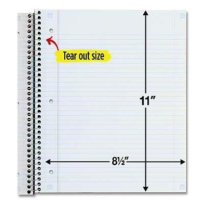 Five Star Style Wirebound Notebook, 1-Subject, Medium/College Rule, Randomly Assorted Cover Colors, (80) 11 x 8.5 Sheets (MEA820156F)