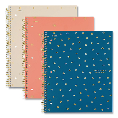 Five Star Style Wirebound Notebook, 1-Subject, Medium/College Rule, Randomly Assorted Cover Colors, (80) 11 x 8.5 Sheets (MEA820156F)