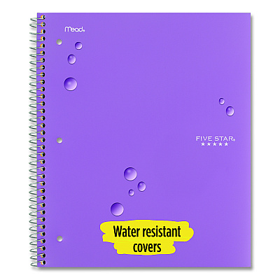 Five Star Wirebound Notebook with Two Pockets, 1-Subject, Medium/College Rule, Assorted Cover Color, (100) 11 x 8.5 Sheets, 3/Pack (MEA820188)