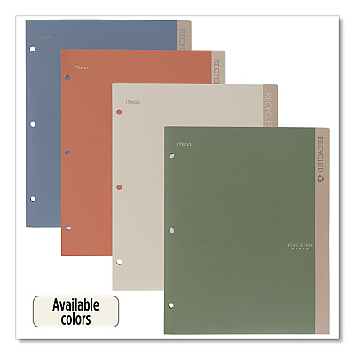 Five Star Recycled Plastic Two-Pocket Folder, 11" x 8.5", Randomly Assorted (MEA330027)