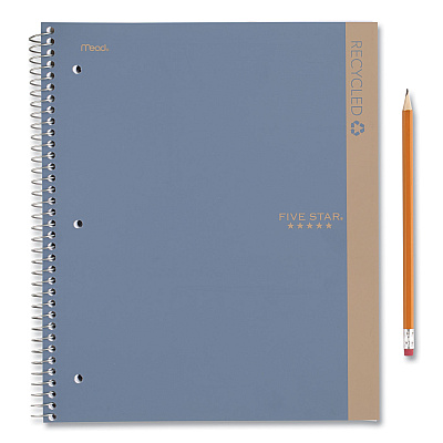 Five Star Recycled Notebook, 1 Subject, Medium/College Rule, Randomly Assorted Cover, 11 x 8.5 Sheets (MEA820053)