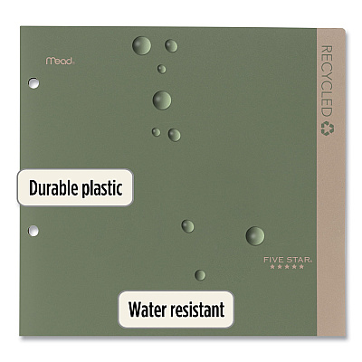 Five Star Recycled Plastic Two-Pocket Folder, 11" x 8.5", Randomly Assorted (MEA330027)