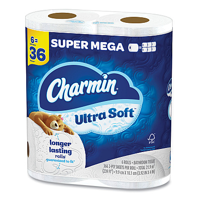 Charmin Ultra Soft Bathroom Tissue, Septic-Safe, 2-Ply, White, 336 Sheets/Roll, 18 Rolls/Carton (PGC08473)