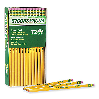 Ticonderoga Pencils, HB (#2), Black Lead, Yellow Barrel, 72/Pack (DIXX33904X)