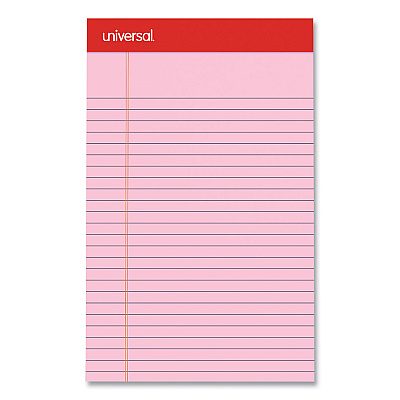 Universal Perforated Ruled Writing Pads, Narrow Rule, Red Headband, 50 Assorted Pastels 5 x 8 Sheets, 6/Pack (UNV63016)