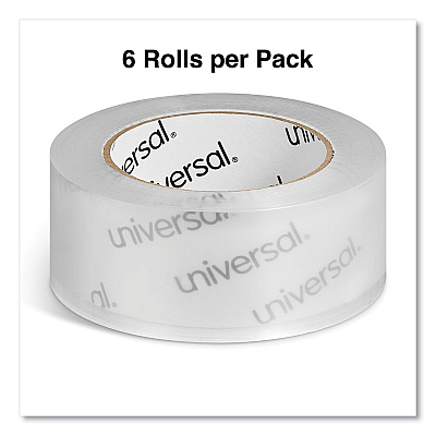 Universal Quiet Tape Box Sealing Tape, 3" Core, 1.88" x 109 yds, Clear, 6/Pack (UNV73000)