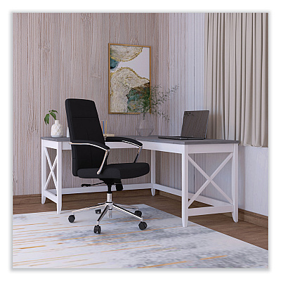 Workspace by Alera Leather Task Chair, Supports Up to 275 lb, 18.19" to 21.93" Seat Height, Black Seat, Black Back (ALEWS4116)