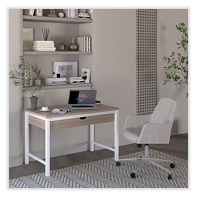Workspace by Alera Mid-Century Task Chair, Supports Up to 275 lb, 18.9" to 22.24" Seat Height, Cream Seat, Cream Back (ALEWS4251)