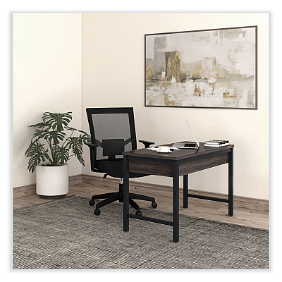 Workspace by Alera Mesh Back Fabric Task Chair, Supports Up to 275 lb, 17.32" to 21.1" Seat Height, Black Seat, Black Back (ALEWS42B17)