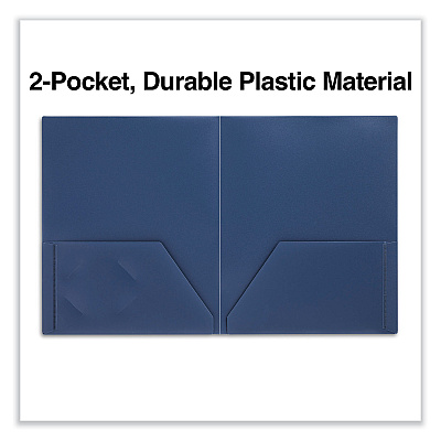 Universal Two-Pocket Plastic Folders, 100-Sheet Capacity, 11 x 8.5, Navy Blue, 10/Pack (UNV20541)