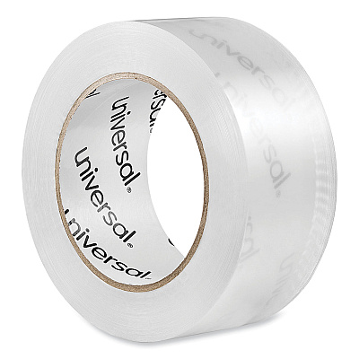 Universal Deluxe General-Purpose Acrylic Box Sealing Tape, 2 mil, 3" Core, 1.88" x 109 yds, Clear, 6/Pack (UNV53200)