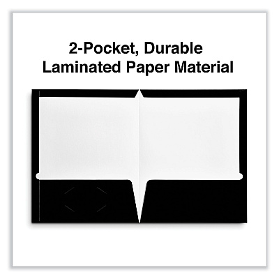 Universal Laminated Two-Pocket Folder, Cardboard Paper, 100-Sheet Capacity, 11 x 8.5, Black, 25/Box (UNV56416)
