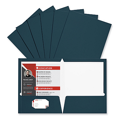 Universal Laminated Two-Pocket Folder, Cardboard Paper, 100-Sheet Capacity, 11 x 8.5, Navy, 25/Box (UNV56418)