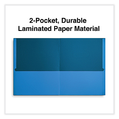 Universal Two-Pocket Portfolio, Embossed Leather Grain Paper, 11 x 8.5, Light Blue, 25/Box (UNV56601)