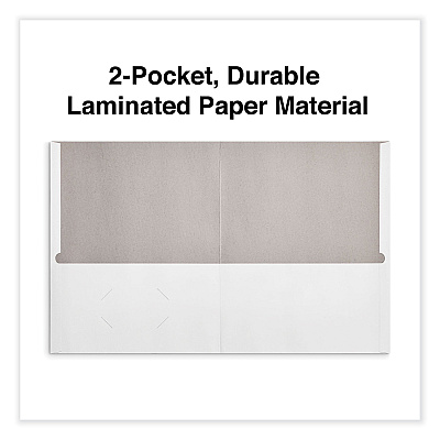 Universal Two-Pocket Portfolio, Embossed Leather Grain Paper, 11 x 8.5, White, 25/Box (UNV56604)