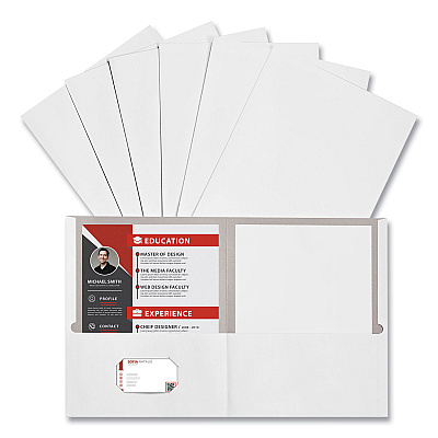 Universal Two-Pocket Portfolio, Embossed Leather Grain Paper, 11 x 8.5, White, 25/Box (UNV56604)