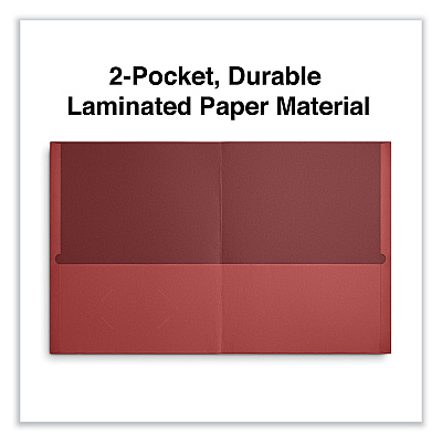 Universal Two-Pocket Portfolio, Embossed Leather Grain Paper, 11 x 8.5, Red, 25/Box (UNV56611)