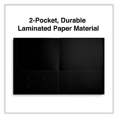 Universal Two-Pocket Portfolio, Embossed Leather Grain Paper, 11 x 8.5, Black, 25/Box (UNV56616)