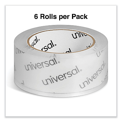 Universal Deluxe General-Purpose Acrylic Box Sealing Tape, 1.7 mil, 3" Core, 1.88" x 109 yds, Clear, 6/Pack (UNV63120)