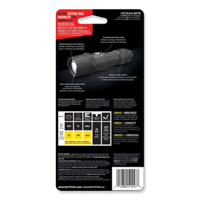 Rayovac Virtually Indestructible LED Flashlight, 3 AAA Batteries (Included), Black (RAYROVDIY3AAA1)