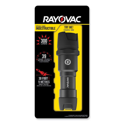 Rayovac Virtually Indestructible LED Flashlight, 3 AAA Batteries (Included), Black (RAYROVDIY3AAA1)