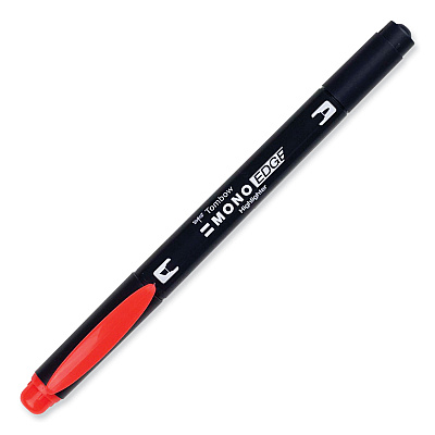 Tombow Mono Edge Highlighters, Red Ink, Chisel/Bullet Tip, Red Barrel, 10/Box (TOM56412)