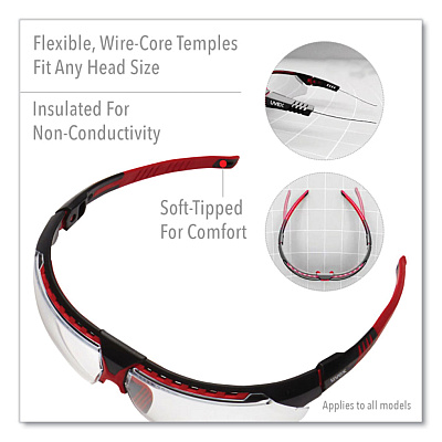Honeywell Uvex Avatar Safety Glasses, Red/Black Polycarbonate Frame, Clear Polycarbonate Lens (UVXS2860HS)