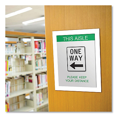 deflecto Self Adhesive Sign Holders, 8.5 x 11 Insert, Clear with White Border, 2/Pack (DEF68776W)