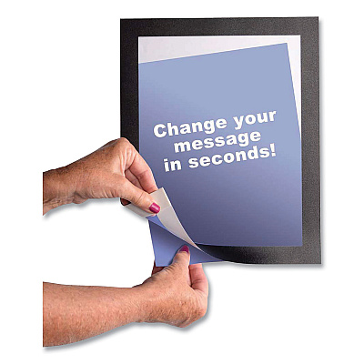 deflecto Self Adhesive Sign Holders, 8.5 x 11 Insert, Clear with Black Border, 2/Pack (DEF68776B)