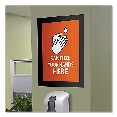 deflecto Self Adhesive Sign Holders, 11 x 17 Insert, Clear with Black Border, 2/Pack (DEF68886B)