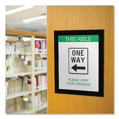 deflecto Self Adhesive Sign Holders, 11 x 17 Insert, Clear with Black Border, 2/Pack (DEF68886B)