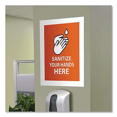 deflecto Self Adhesive Sign Holders, 11 x 17, Clear with White Border, 2/Pack (DEF68886W)