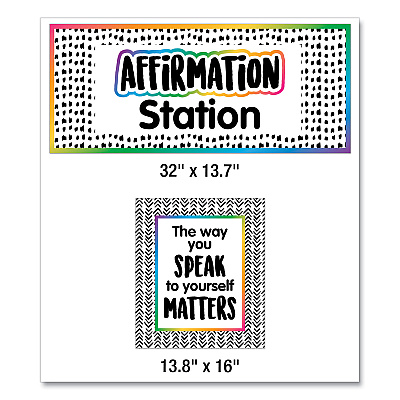 Carson-Dellosa Education Motivational Bulletin Board Sets, Affirmation Station, 13.8" x 16", Multicolor, 32/Set (CDP110569)